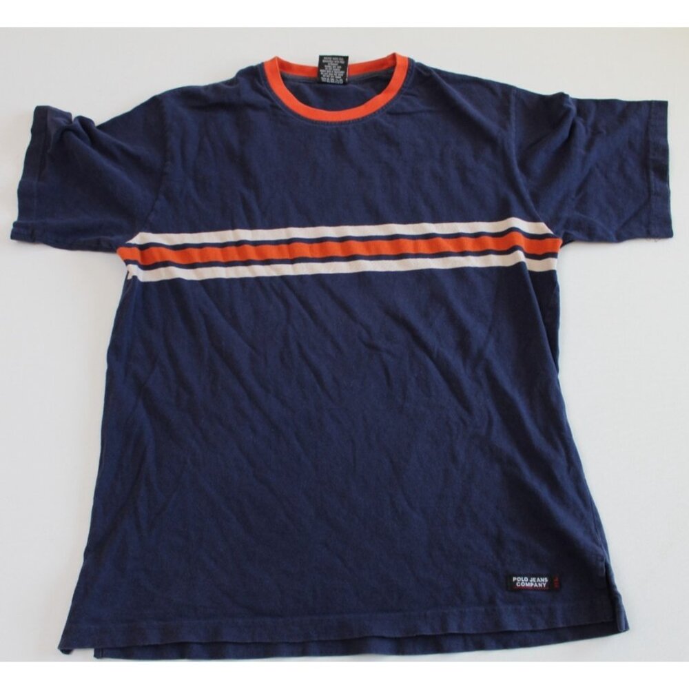 Vintage Ralph Lauren Polo Jeans Company T Shirt Men's Size L - SMALL‎ HOLE
